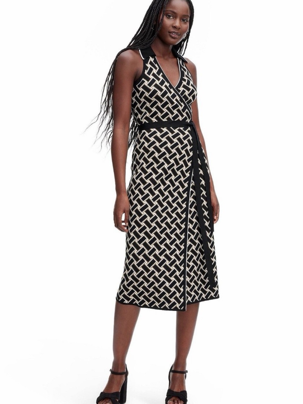 Diane Von Furstenberg x Target Black and Cream Geometric Wrap Dress